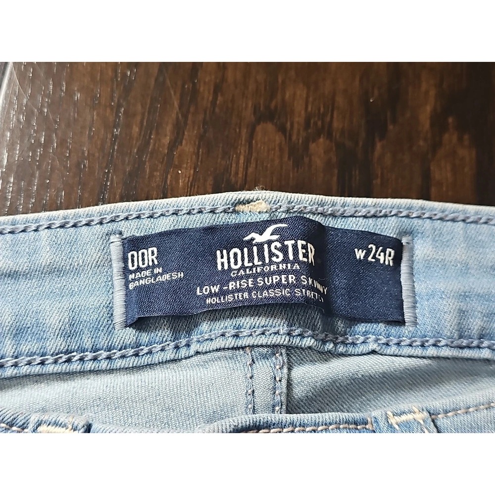 Hollister Jeans Women's Low Rise Super Skinny Distressed Size 00R - Picture 6 of 12